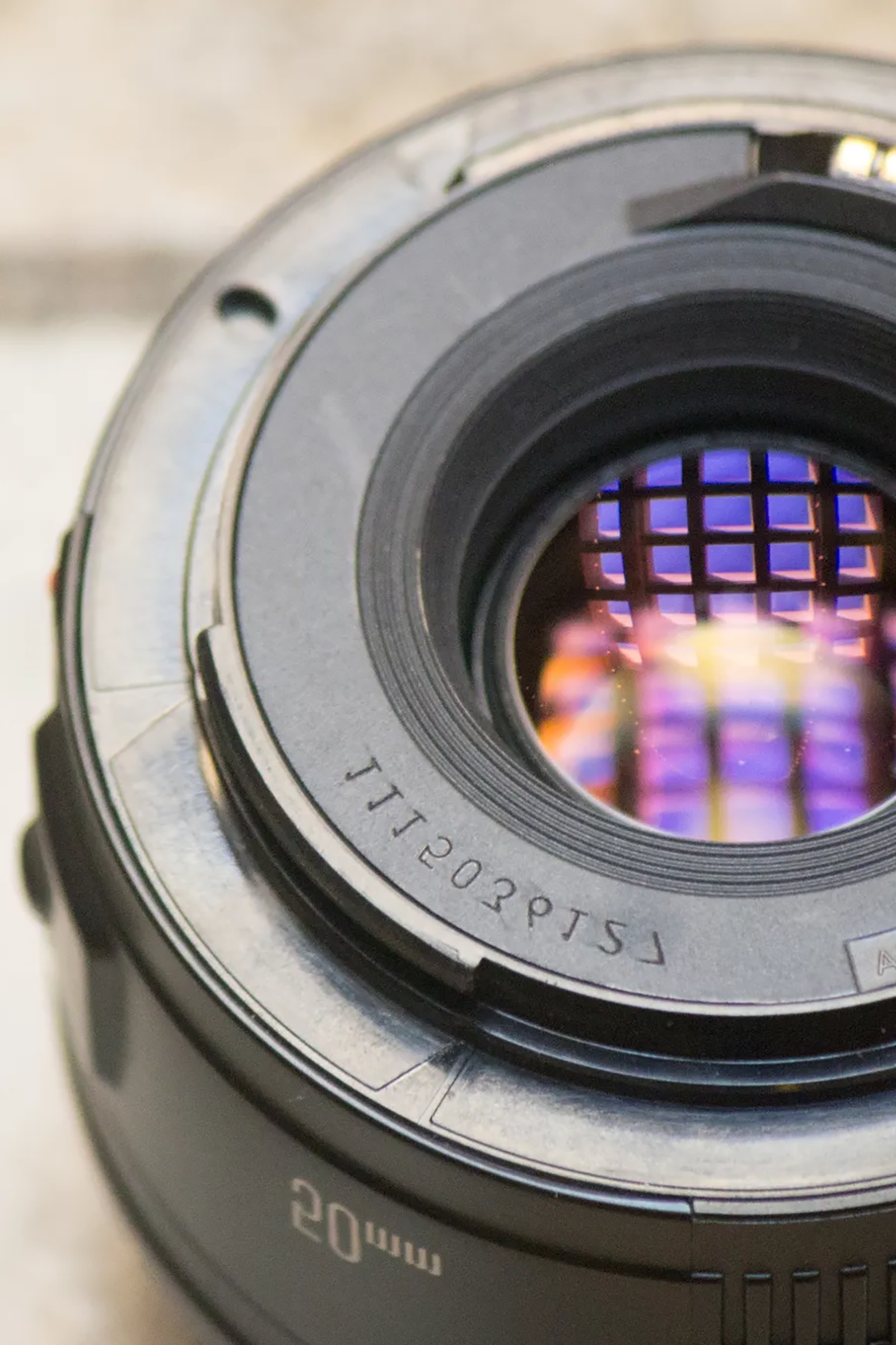 Close-up photograph of a camera lens